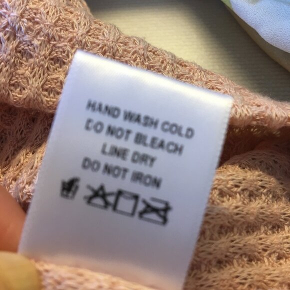 Oddi Waffle Knit Top Womens 2X Peach with Polka Dot Balloon Sleeve Whimsical - Picture 11 of 11